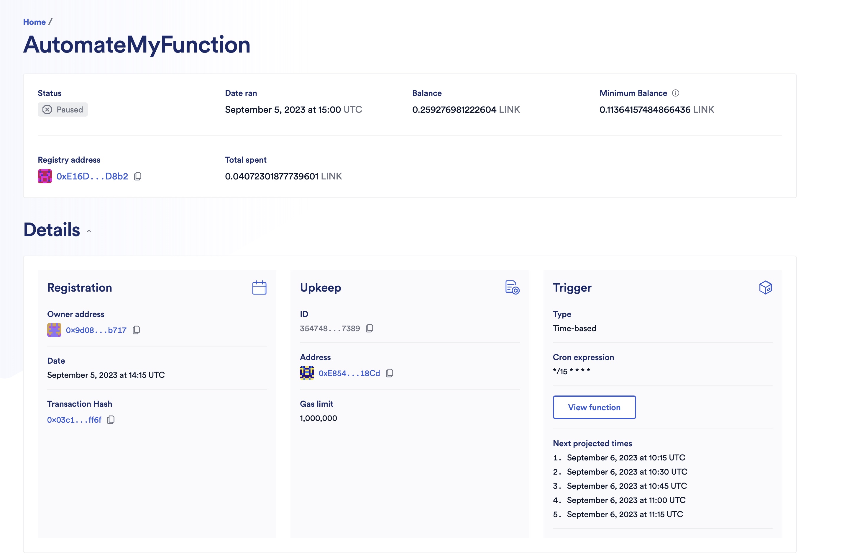 Register Functions consumer with automation scheduler